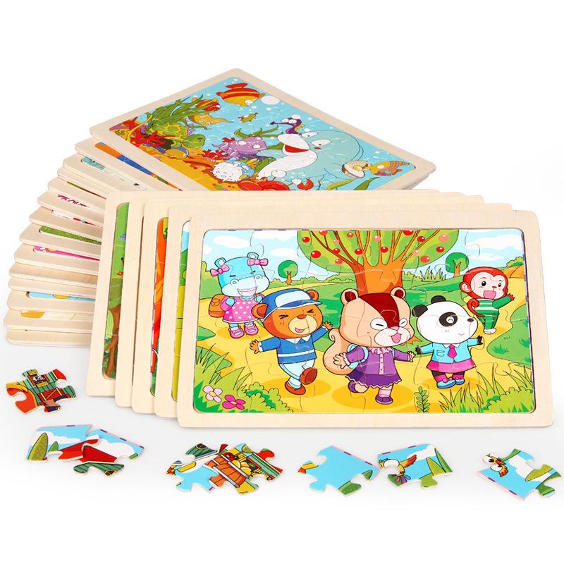 

Paintings 24 Slice Baby Toys Wooden Jigsaw Puzzles Kids Educational Learning Puzzle Toy Animals For Children Gift