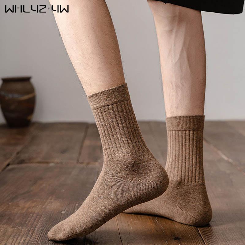 

Men's Socks Organic Cotton Man Short Solid Striped Business Breathable Soft Elastic Endurable Party Dress Crew Sokken Sell, Black