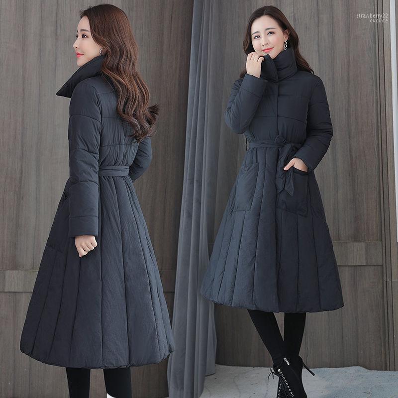 

Women's Down & Parkas Hstar 2022 Jacket Women Ethnic Style Thick Oversized Fashion Korean Belted Winter Parka Coat Stra22, Black