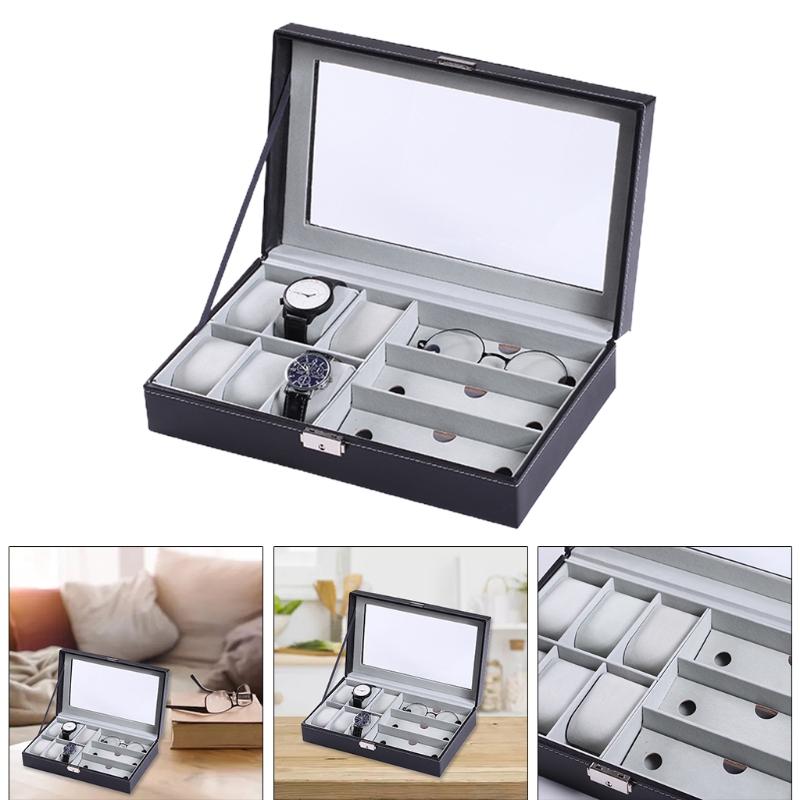 

Jewelry Pouches Bags Multi-grids PU Leather Watch Storage Box Bracelet Case Glasses OrganizerJewelry