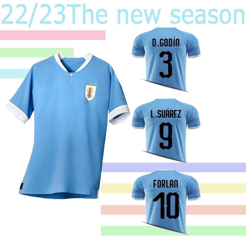 

22/23 Spanish football jersey Uruguay Suarez De Arrascaeta soccer jerseys R Araujo home away Bentancur Cavani D.Godin DNUnez M Gomez Gimenez men kids sets