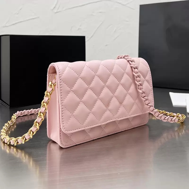 2022Ss Wallet With Two-tone Chain Classic Mini Flap Bags Quilted Gold Hardware Crossbody Shoulder Card Holder Multi Pochette Luxury Designer Saco