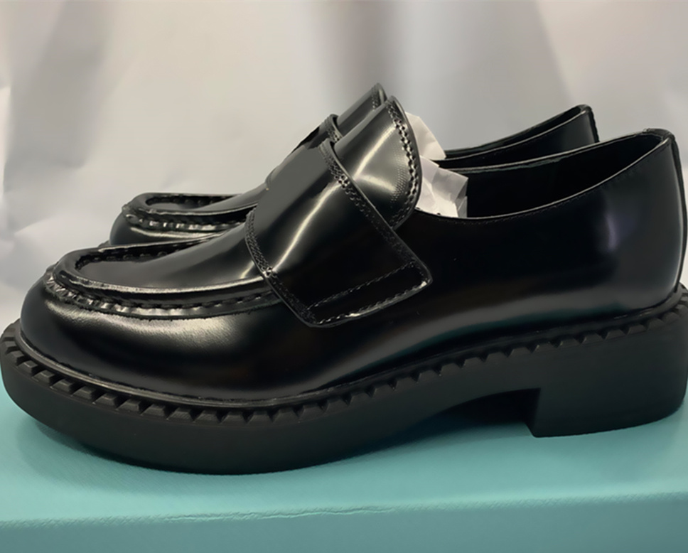 

New Classic Women loafers dress party shoes high quality leather shoe platform sandal Fashion business formal loafer social chunky shoes, Black