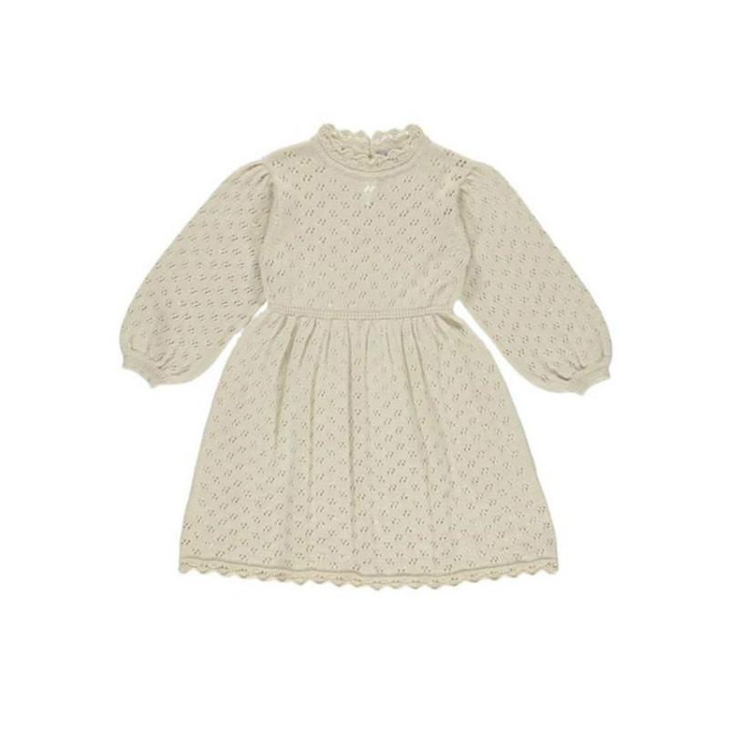 

Girl's Dresses HoneyCherry Style For Autumn And Winter Girl's Dress Children's Hollow-out Long-Sleeved Knitted Woolen DressGirl's Gi, Beige
