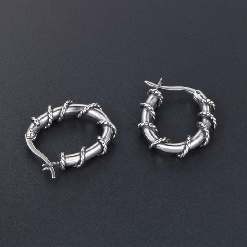 

Hoop & Huggie Punk Vintage Stainless Steel Earrings Fashion Handmade Round Earring For Men Hiphop Jewelry GiftsHoop