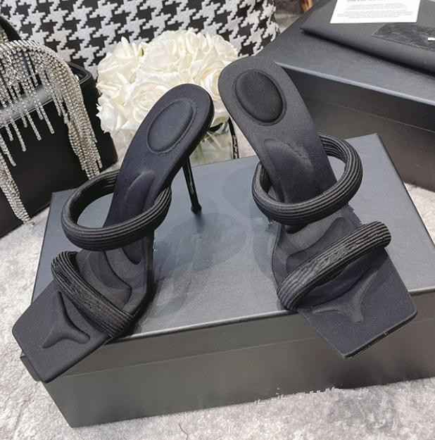 

2022 New Designer High Heel Sandals and Slippers AWANG Women's Thick Strap Banquet Vacation Black 5-7-10cm Ladies High-Heeled Sandals with Box Dust Bag 34-42, 5cm