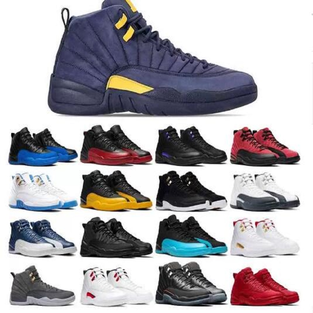 

12 12s mens basketball shoes Utility Twist Playoffs Royalty Reverse Flu Game Dark grey men trainers sports sneakers size 7-13, # 7