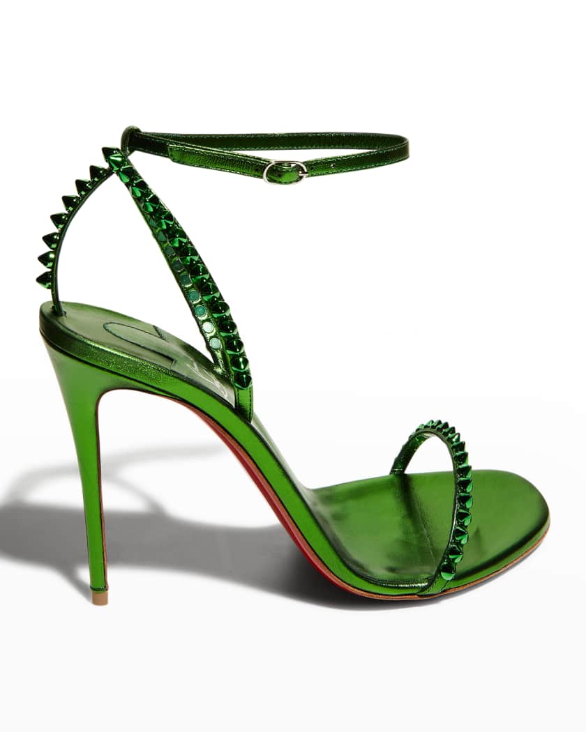 

Women Sandal high-heeled red soles shoes So Me 100mm Women Marry Wedding Party Dress Sexy Thin Heels Leather With Spikes, 16