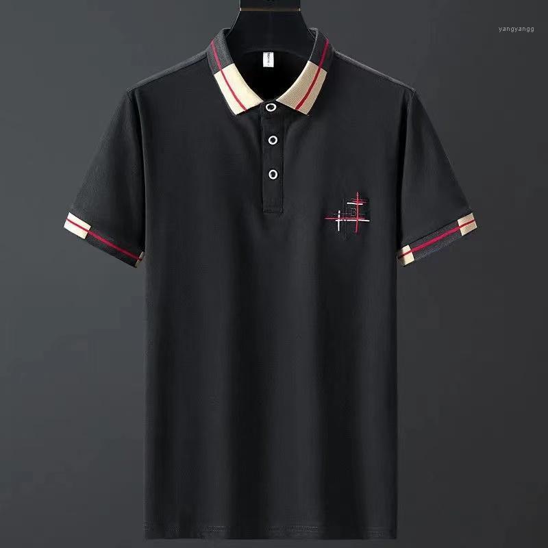 

Men's Sleeve Shirt For Men Desiger Polos 95% Cotton Short Casual Clothes Plus Size M- 4XL, Black