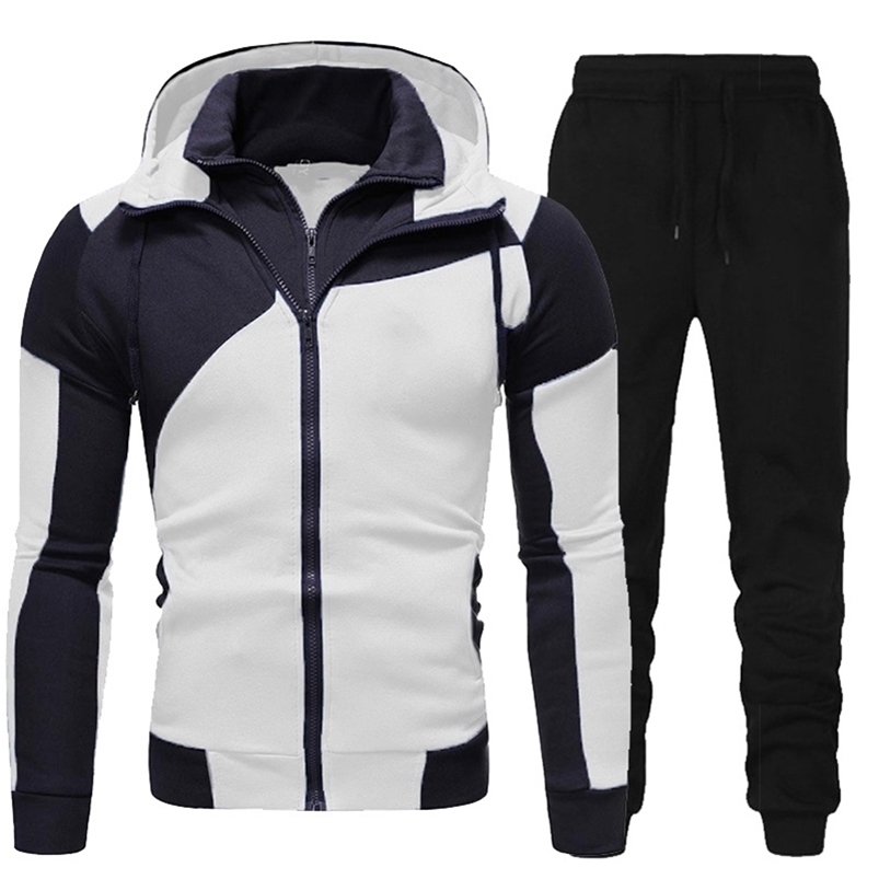 

Men's Tracksuits Men Tracksuits Set Spring Autumn Long Sleeve Hoodie Zipper Jogging Trouser Patchwork Fitness Run Suit Casual Clothing Sportswear 220826, Black pants