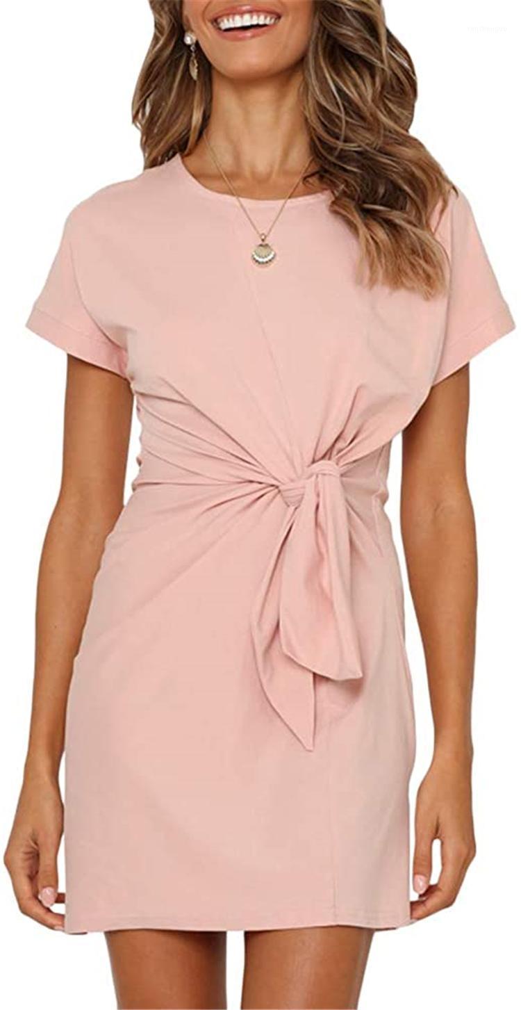 

Casual Dresses Imysty Womens Short Sleeve Tie Knot Cocktail Party Wear To Work Business Pencil Dress, Grey