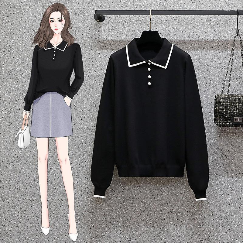 

Women's Sweaters Fat Girl Autumn 2022 Plus Size Long-sleeved Solid Color Knitted Loose Wild Base Sweater Women Clothing Tops Olga22