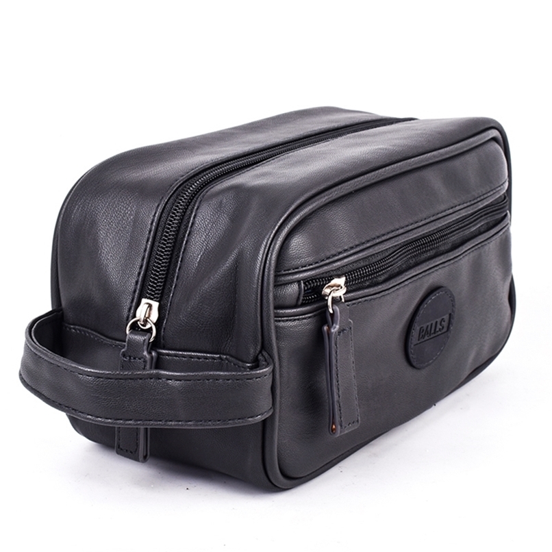 

Business Women Men Travel Waterproof Toiletry Bag Leather Wash Shower Makeup Organizer Portable Cosmetic Case Handle Bag 220615, Dark grey