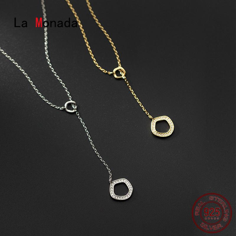 

Chains La Monada Women's Necklace 925 Silver Woman On The Neck Irregular Circle Fine Jewelry For Women GirlsChains