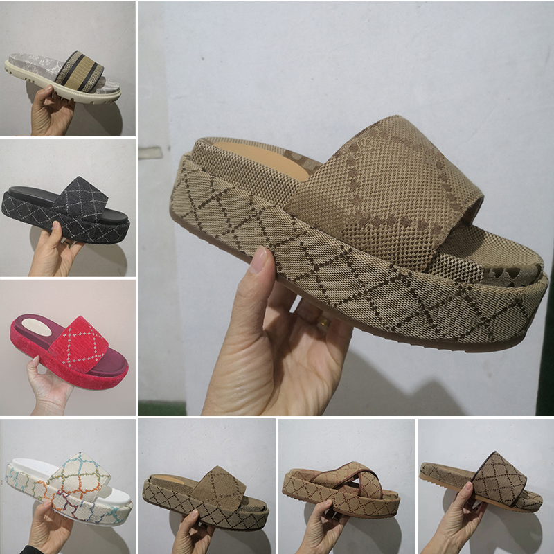 

Platform Designer Slide Slippers Sandals Flat Summer luxury Slides Men Women Rubber Leather Loafers Ladies Fashion Heightening Sliders Scuffs Padded nylon Sandal, D20 35-45