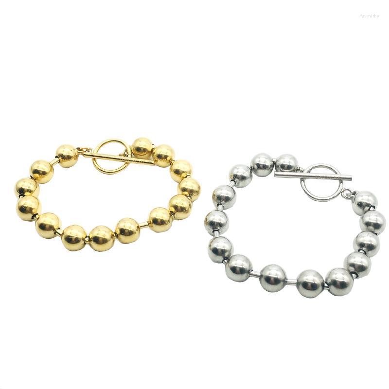 

Charm Bracelets Fashion Women Men Silver Color Gold Stainless Steel Ball 8mm Bead Heart Key UN Lock Bracelet Jewelry Christmas Gift Fawn22