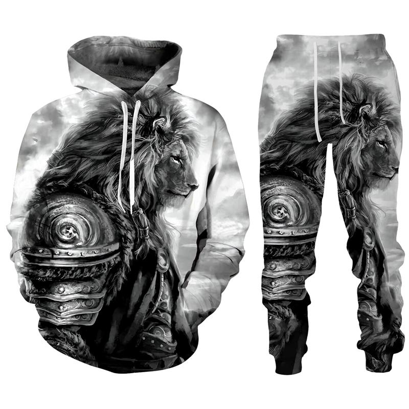 

Men' Tracksuits The Lion 3D Printed Men' Sweatshirt Hoodies Set Men Animal Tracksuit/Pullover/Jacket/Pants Sportswear Autumn Winter Ma, 18300