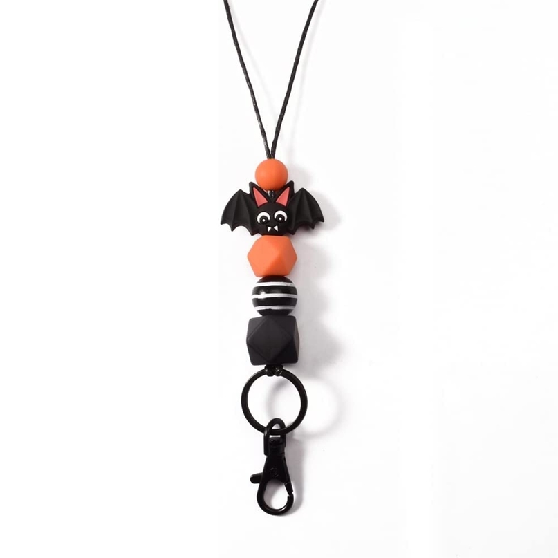 

Key Rings design Halloween lanyard silicone bead cute necklace keychain ID badge hold 220826