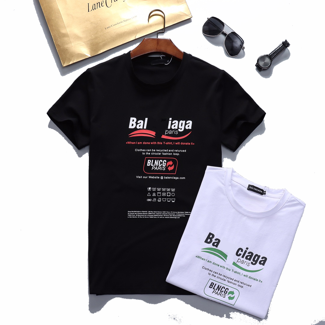 

Mens Designer Clothes Famous Mens High Quality T Shirt Letter Print Round Neck Short Sleeve Black White Fashion Men Women TeesM-3XL#98