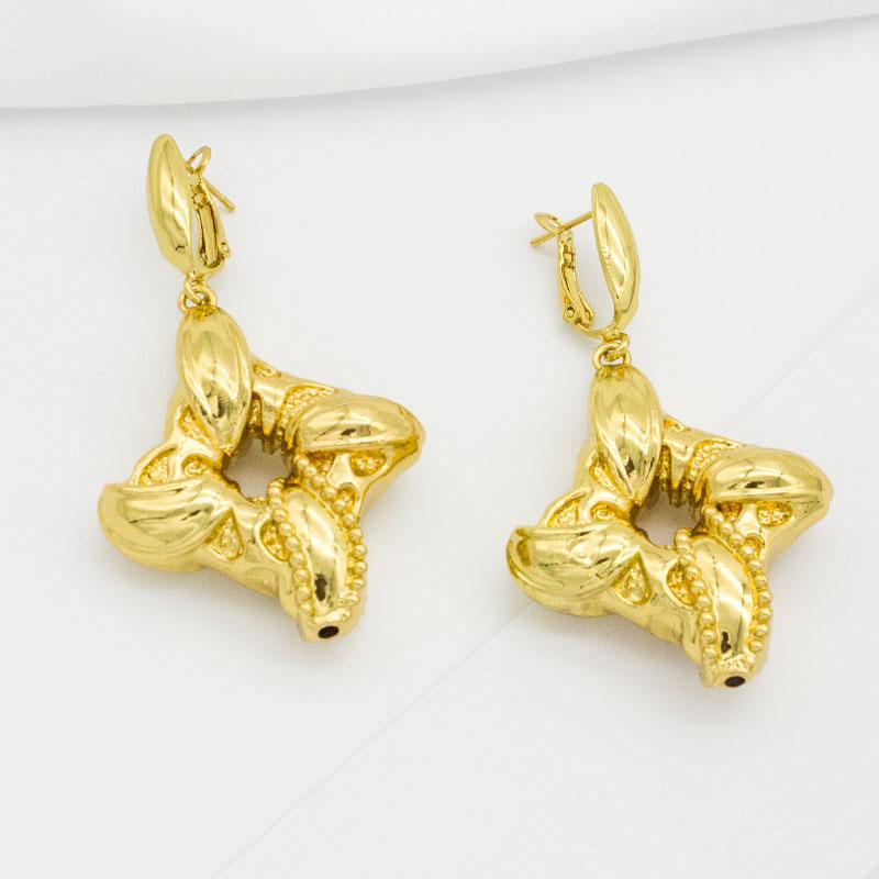 

Dangle & Chandelier Drop Earrings Women 2022 24K Gold Plated Copper Metal Knot Twisted Hollow Irregular Curved Geometric For WomenDangle