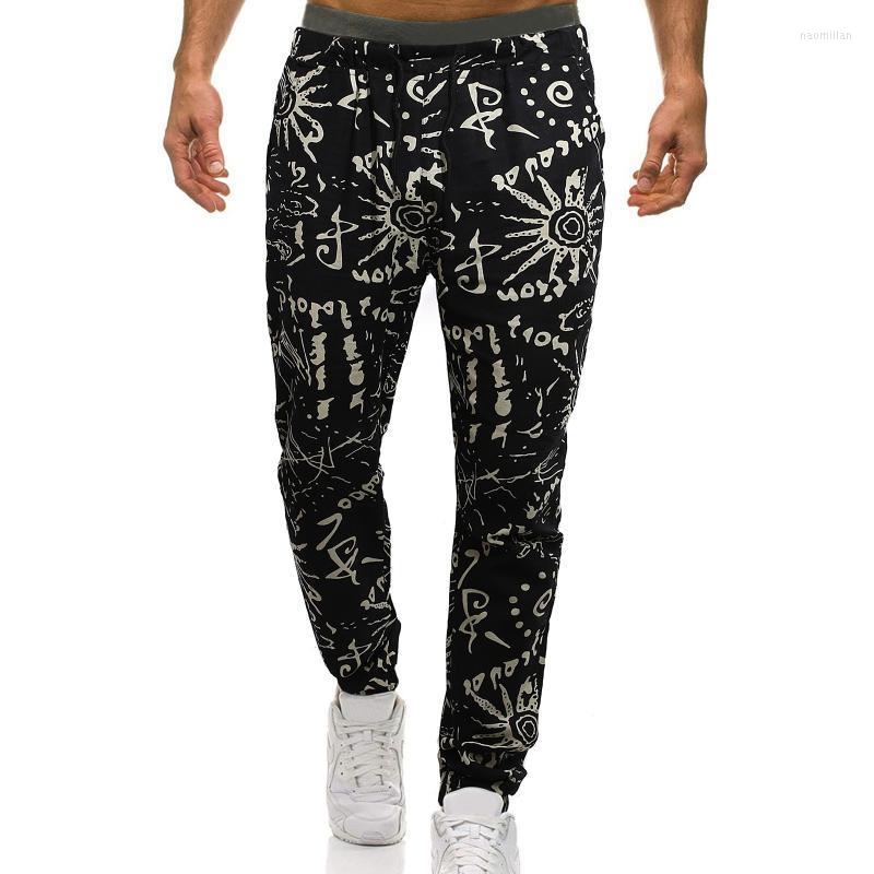 

Men' Pants Purple Rave Bottoms With Pockets Casual Printed Mid-waist Retro Drawstring Men' Ethnic PantsMen' Naom22, Black