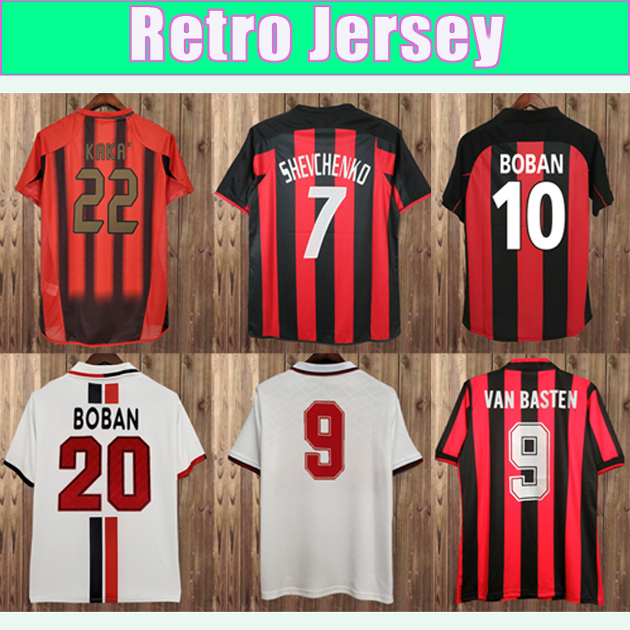 

91 92 VAN BASTEN Mens RETRO Soccer Jerseys 03 07 VIERCHOWOD KAKA' RUI COSTA INZAGHI GATTUSO NESTA MALDINI PIRLO Home Away Football Shirt, Fg2226 1991 1992 home