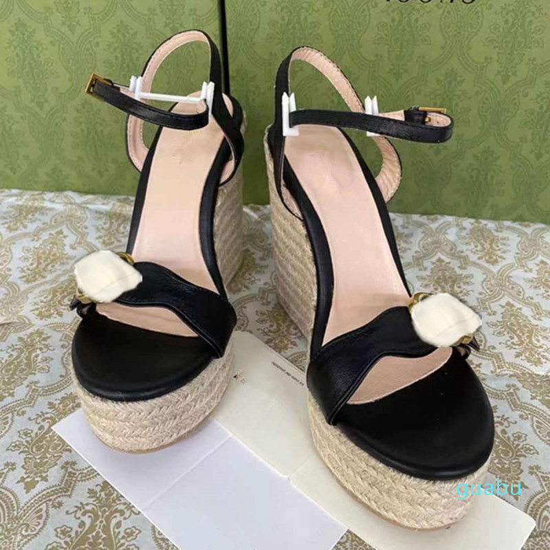 

sandal fashion goddess slope heel sandals high quality comfortable feet beautiful elegant temperament you are worth havin, Black