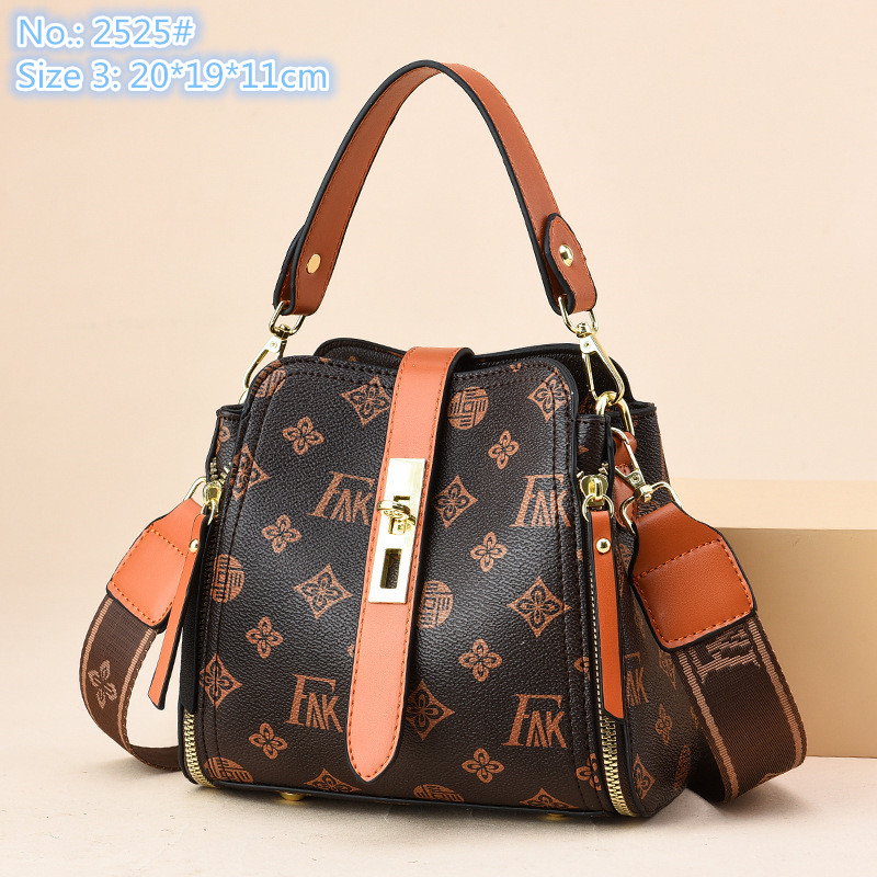 

Wholesale ladies shoulder bags multifunctional printed fashion handbags retro contrast leather tote bag elegant temperament double zipper women handbag, Coffee4-m-6006#