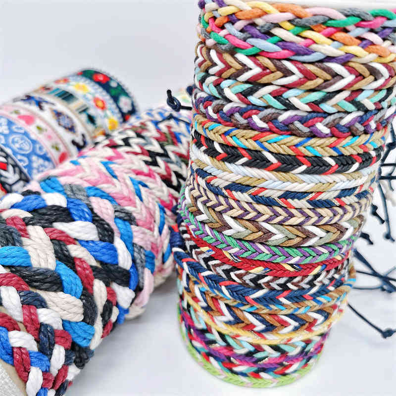 

20 Pieces/pack Friendship Bracelet Handmade Woven Braided Rope Bracelet Colorful Rainbow Beach Bohemian For Women Jewelry 20 Colors