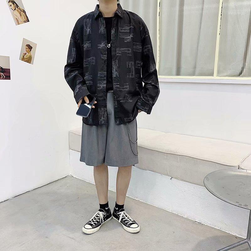 

Floral Print Shirts For Men Casual Vintage Long Sleeve Shirt Summer Light Chemise Homme Hip Hop Streetwear Loose M-3xl Men's, Black