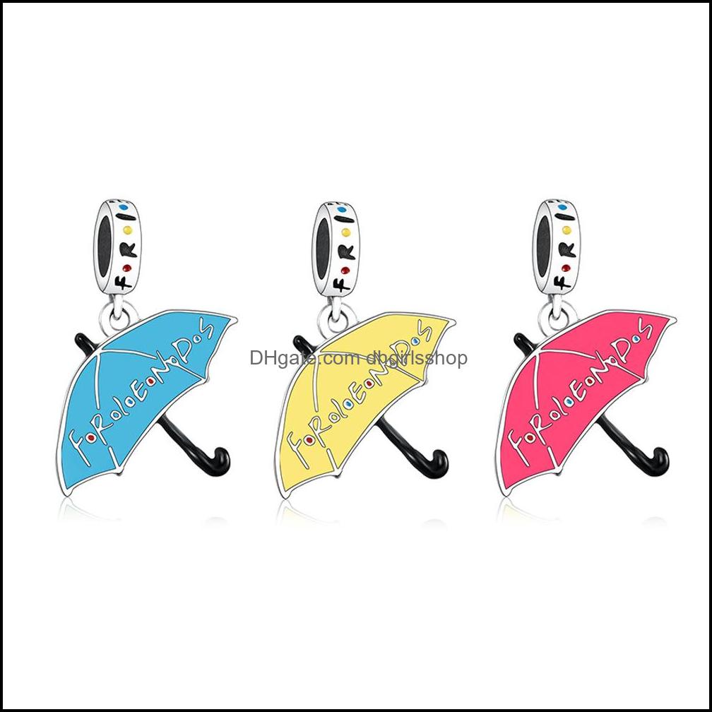 

Sier Loose Beads Jewelry 925 Sterling Friend Series Umbrella Red Yellow Blue Enamel Dangle Charm Fit Original Pan Brace Dhxjo