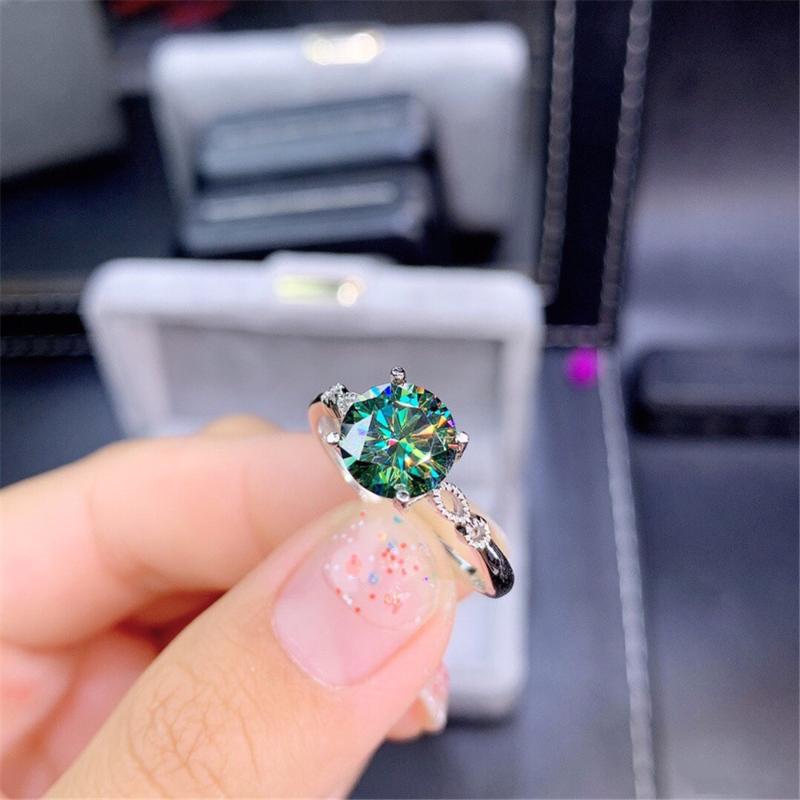 

Wedding Rings Luxury Moissanite Zircon For Women Exquisite Retro Green Crystal Adjustable Finger Ring Engagement JewelryWeddingWedding