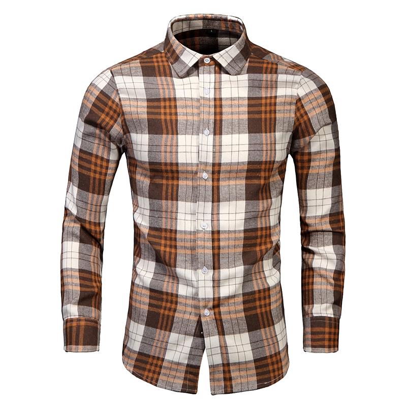 

Men's Casual Shirts Spring Autumn Plaid Shirt Men Cotton Male Long Sleeve High Quality Man ClothesMen's, Gray