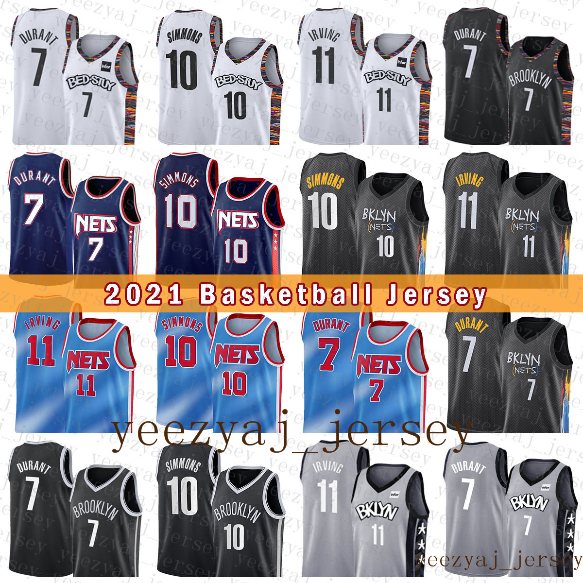 

2022 New Brooklyn''Nets''Men 10 7 11 72 Basketball Jersey Ben Simmons Kevin Durant Kyrie Irving Biggie 5018, Jersey-lanwang