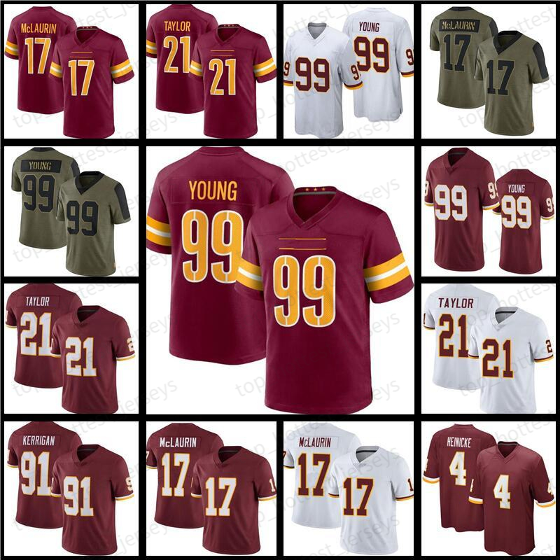 

99 Chase Young 11 Carson Wentz Jerseys Football 17 Terry McLaurin Sean 21 Taylor 4 Taylor Heinicke John Riggins Kamren Curl Custom Stitched Jersey, As