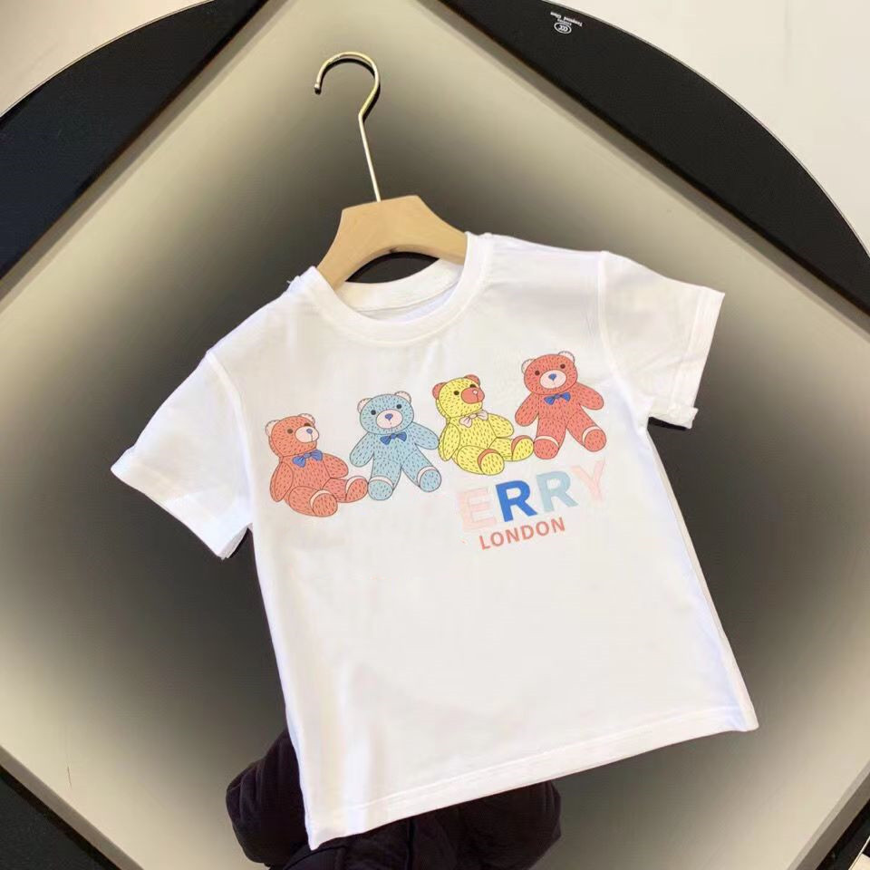 news top child designer clothe sets bears letter childrens kids short sleeve T-shirt print shorts set suit brand boys clothing cotton tees black-image-760453872