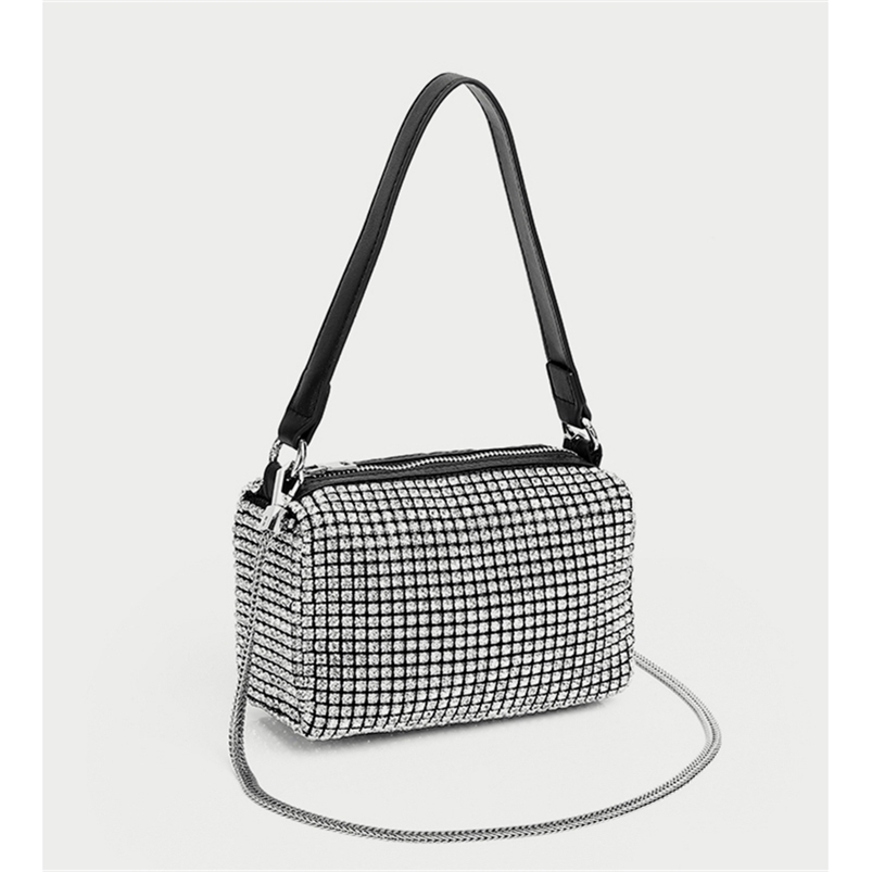 

Leather Handbags Women Bags Designer Bingbing Full Diamond Purses and Handbags Luxury Designer Evening Ladies Bag 220401, White