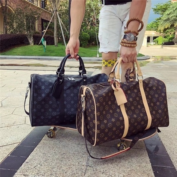 

HOT Designers Handbag 54cm Man DUFFLE Travel shoulder Bag Mens Duffel Backpack Outdoor Sport Luggage bag Male Messenger Bags, Black grid