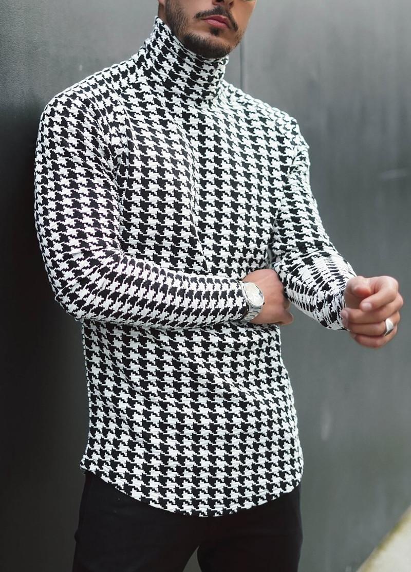 

Men's T-Shirts Mens Long Sleeve T Shirts Fashion Turtleneck Print Tops Autumn T-shirt Basic Pullover Harajuku Slim Men TshirtMen's, Bs