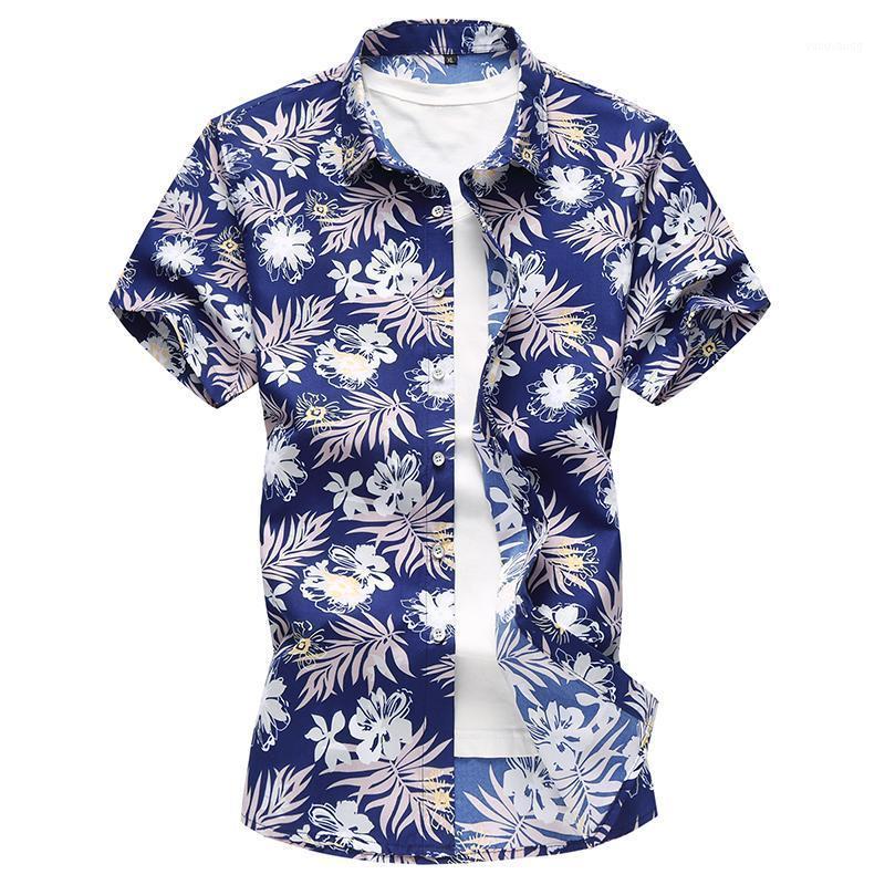 

Model Shirts Male Flower Blouse Men Floral Camisa Masculina Fashion Black Blue Casual Hawaiian Mens Slim Fit Men's, Blue qt4025 c601p30