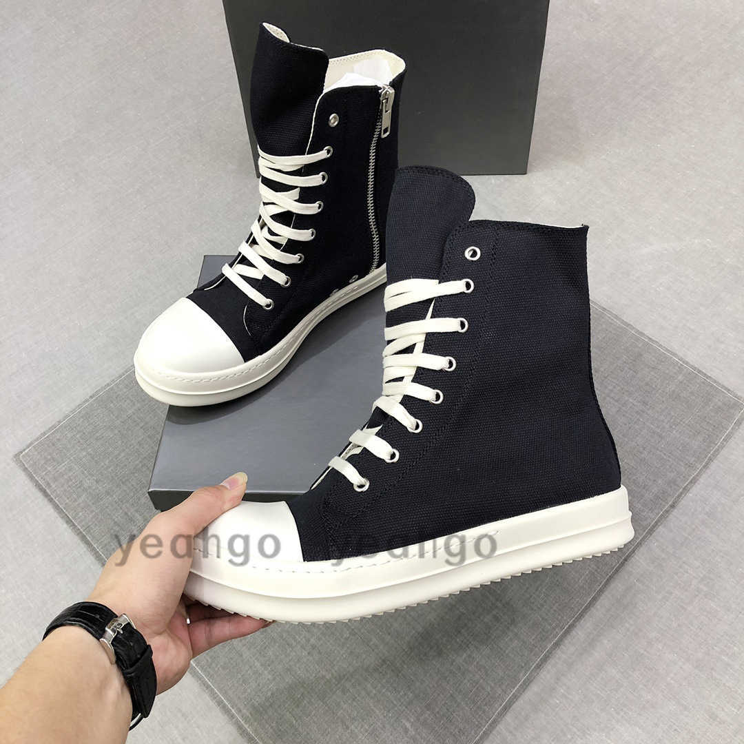 

2022 Breathable Men Women for casual shoes Canvas Rick Boots High Top Male Fashion Owen Luxury Designer Sneakers Black Lace Up Mens Woman, #1