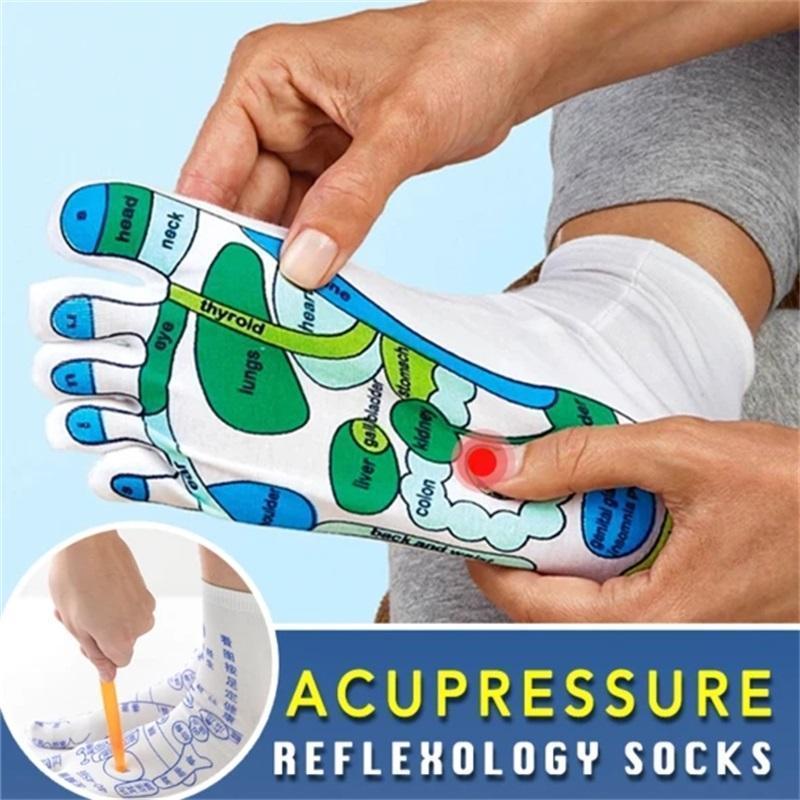 

Men's Socks Acupressure Reflexology English Illustration Physiotherapy Massage Feet With Stick, As shown