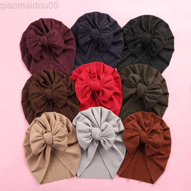 

18 pcs/party Baby Hair Accessories Knit Hair Bow Babes Beanie Caps Hat Girls Knotbow Tulband Elastic Head Wraps For Kid Girl Headwear L220729, Can choose any
