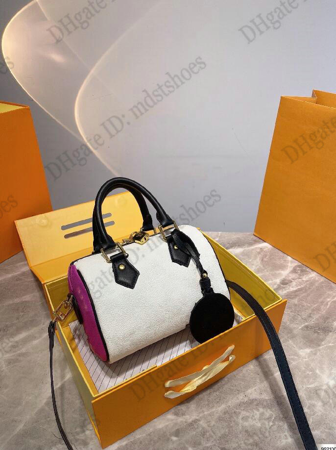 

Speedy Nano Boston Bag 2022 New Monograms print Two-tone Classic Handbag Canvas Leather City Handle Bags Womens Designer Luxurys Crossbody 20cm