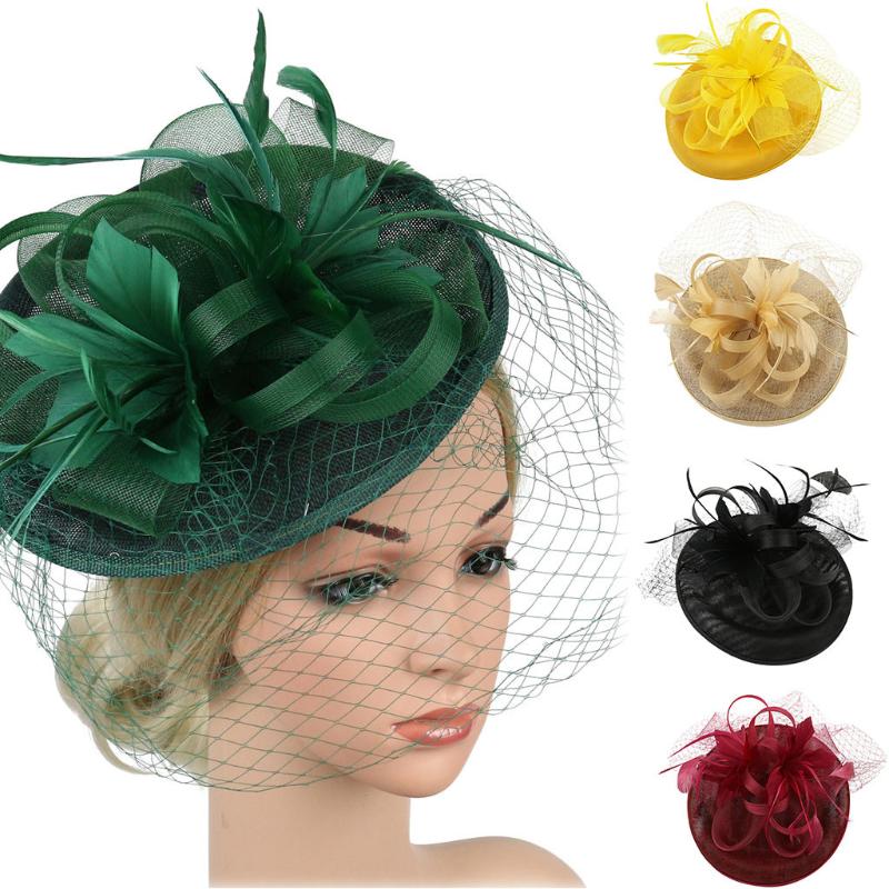 

Headpieces Fashion Elegant Hat With Flower Feather Ball Party Hairpin Headband Women's AccessoriesHeadpieces