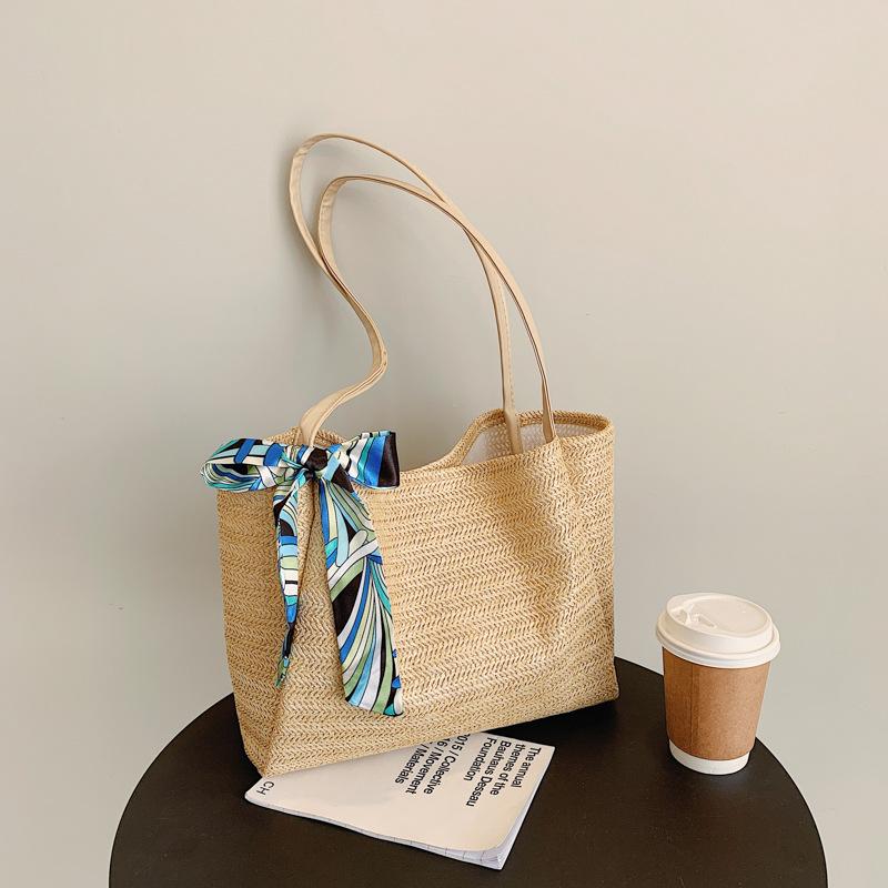 

Evening Bags Korean Women's Shoulder Tote Bag Handbags For Women 2022 Straw WovenTendecia Summer Beach Fashion Large Ladies Hand FemaleE, Beige