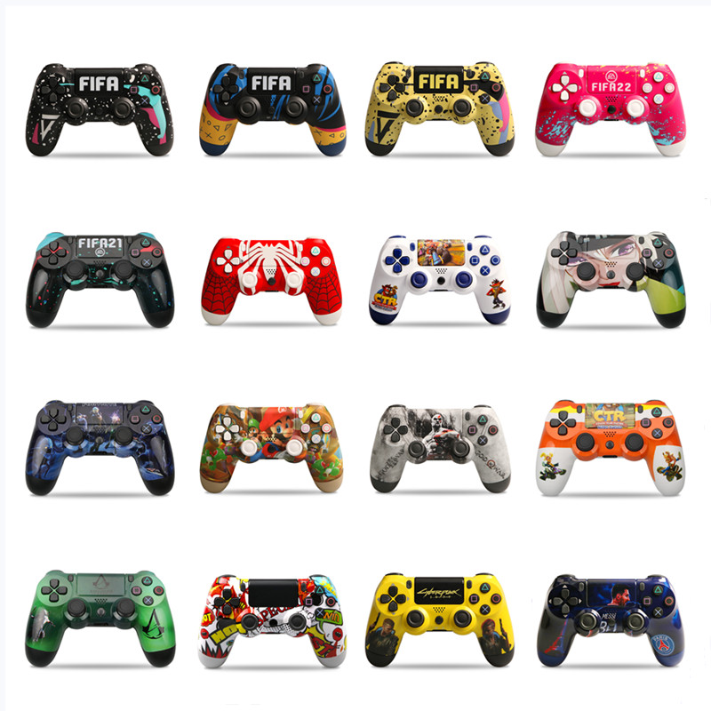 

1:1 Top Quality PS4 gamepad adapter with Logo Game Controllers Wireless Bluetooth connection Vibration joystick 22 color watermark game characters Game Joysticks