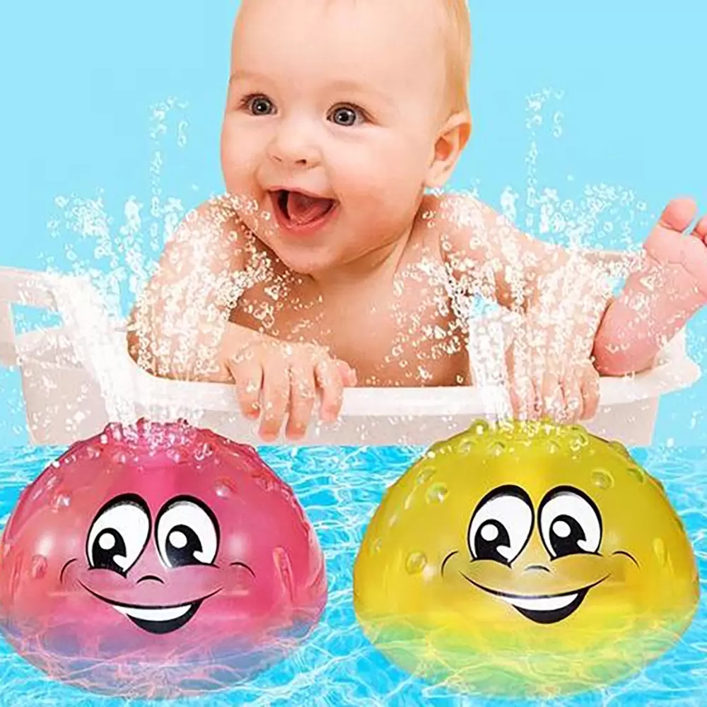 DHL 2 Söta mönster LED Flash Bath Toy Ball Induktion Sprinkler Baby Shower Shower Head Barn Toys Partihandel