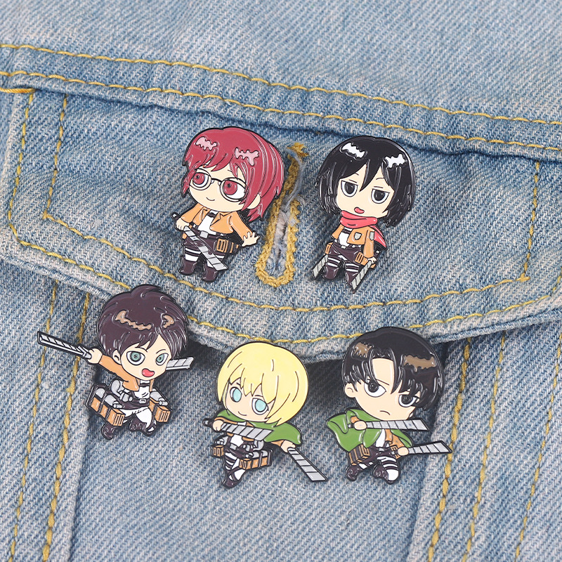 

Attack on Titan Chibi Enamel Pins Custom Eren Mikasa Armin Levi Brooches Lapel Badges Cartoon Jewelry Gift for Fans Friends, Mixed colors
