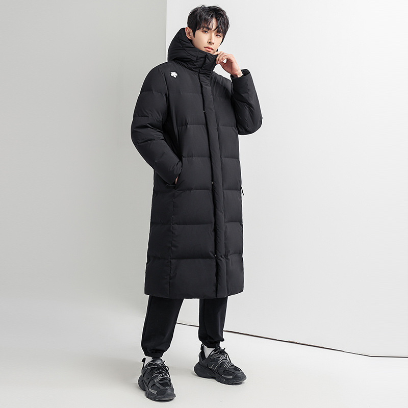 Hiver Down Veste à capuche longue manteau pour hommes en bas de parkas épaissis